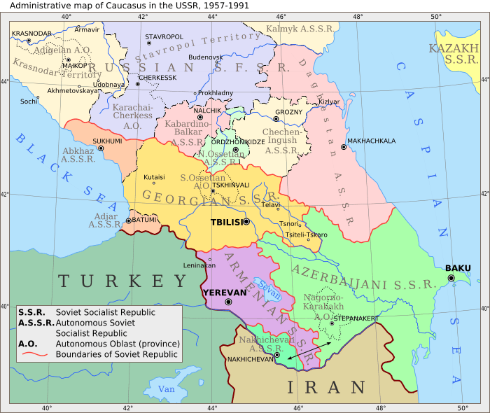 administrative map of caucasus
